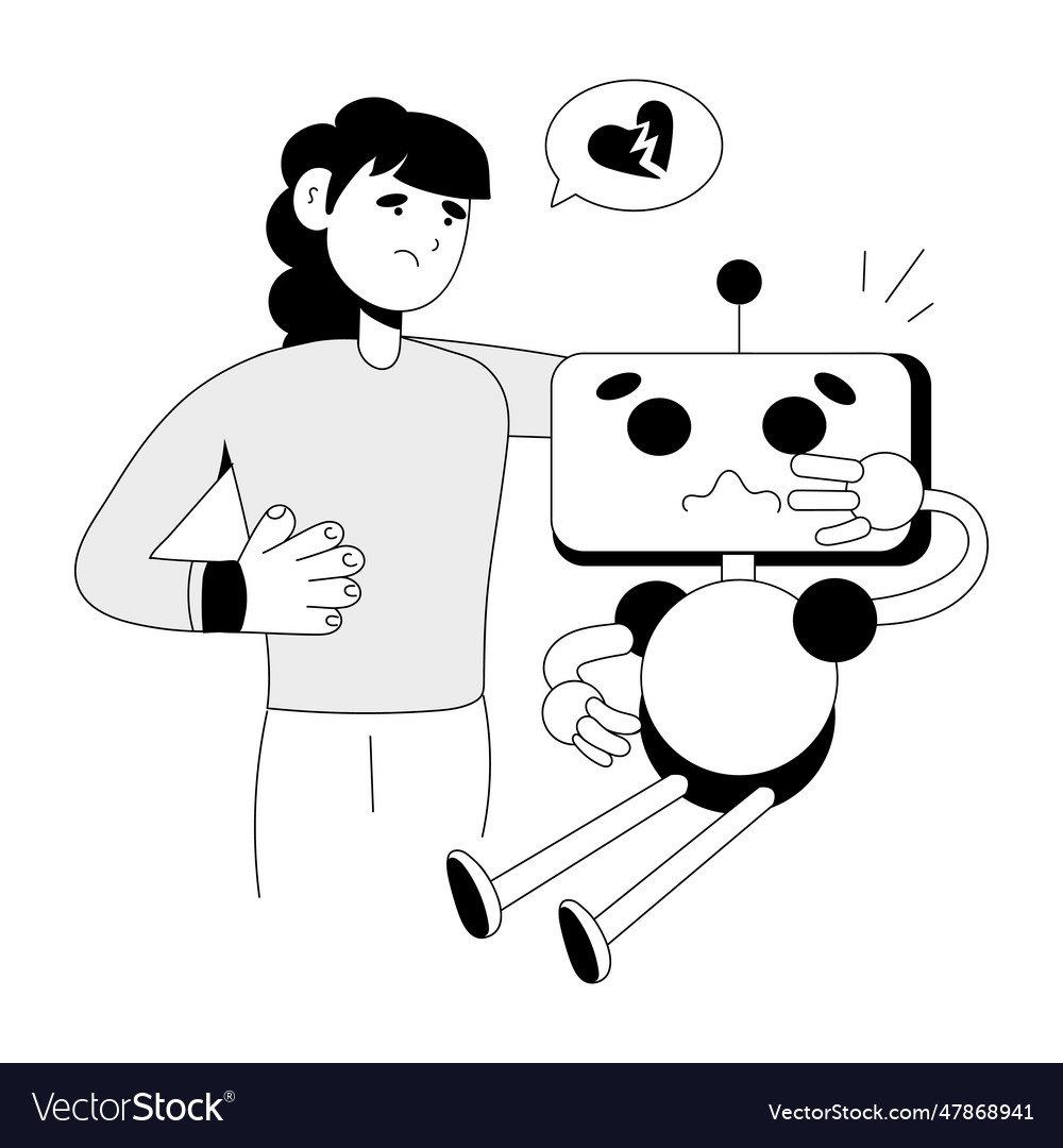 Sad robot Royalty Free Vector Image - VectorStock