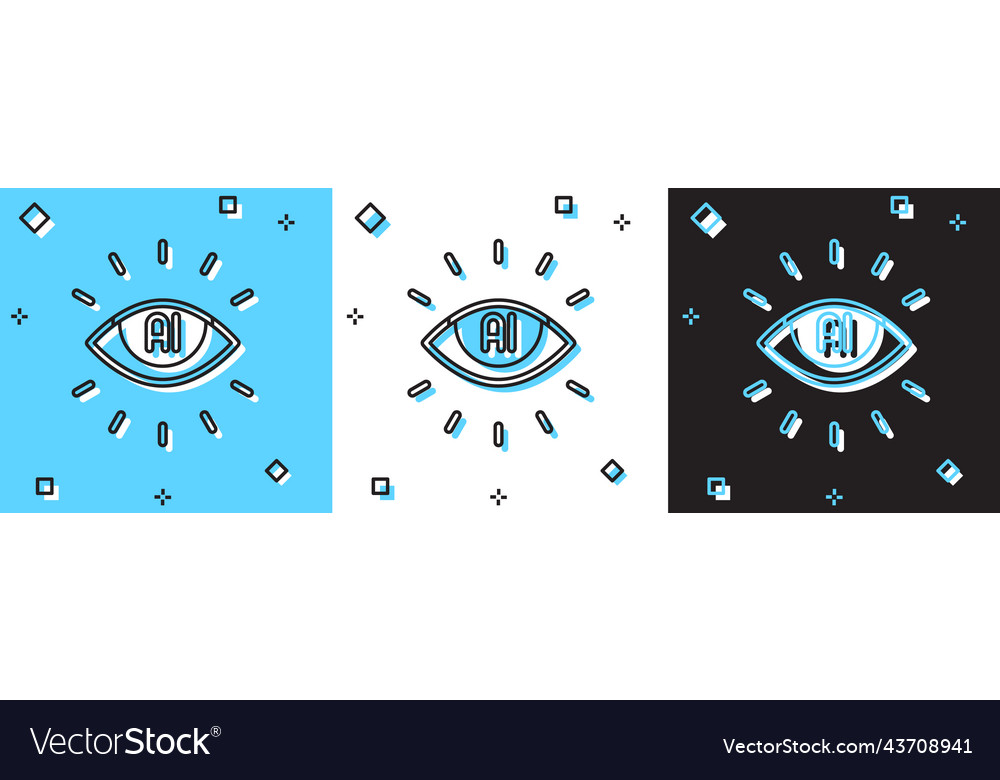 Set artificial intelligence ai icon isolated