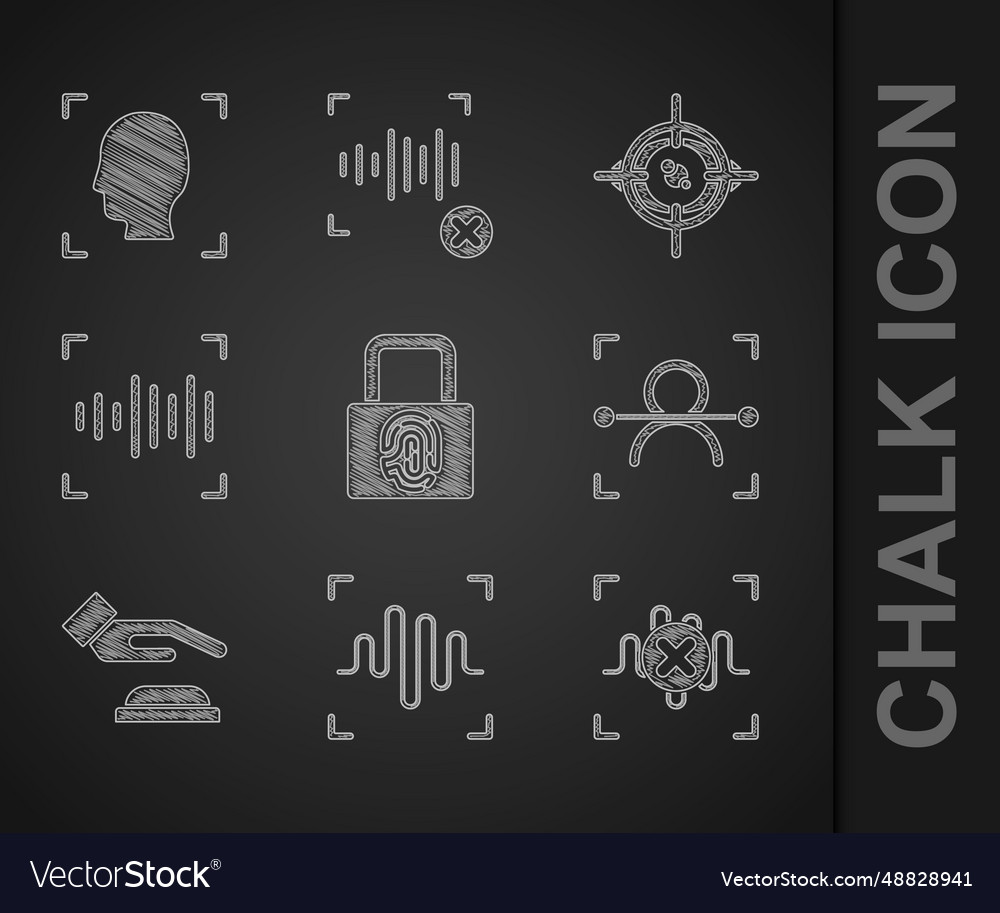 Set fingerprint with lock voice recognition vector image Set fingerprint with lock voice recognition