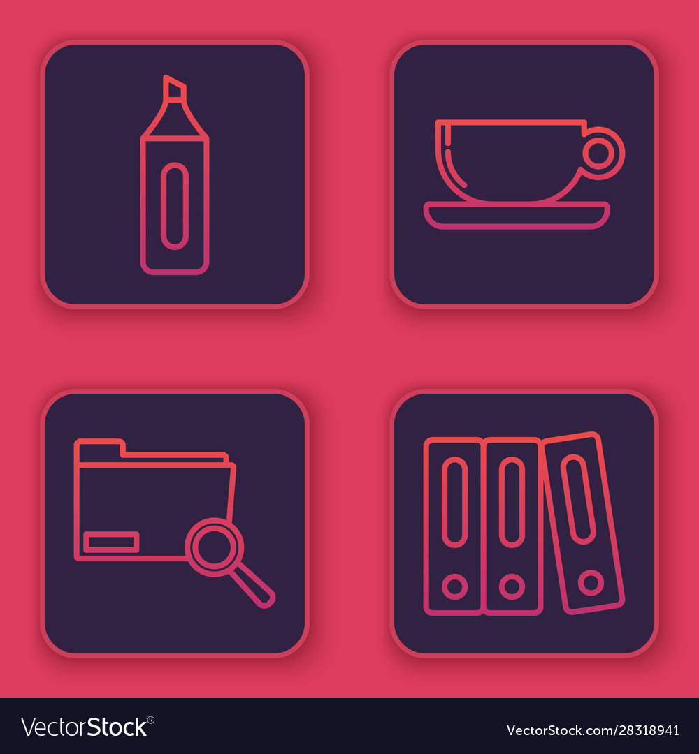 Set line marker pen search concept with folder vector image Set line marker pen search concept with folder