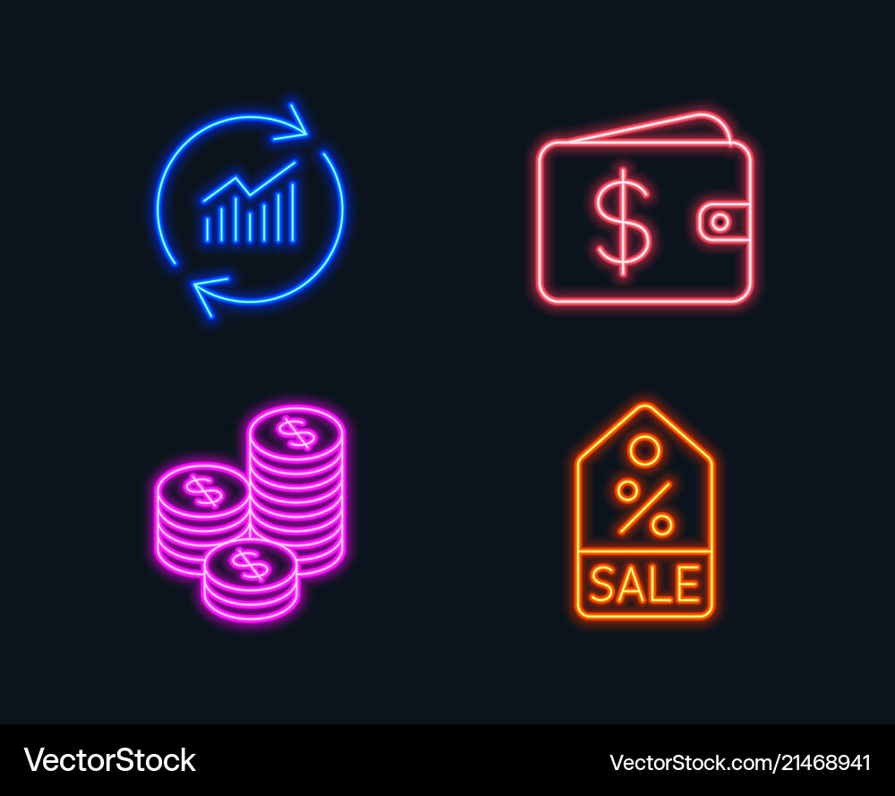 Update data coins and dollar wallet icons sale Vector Image