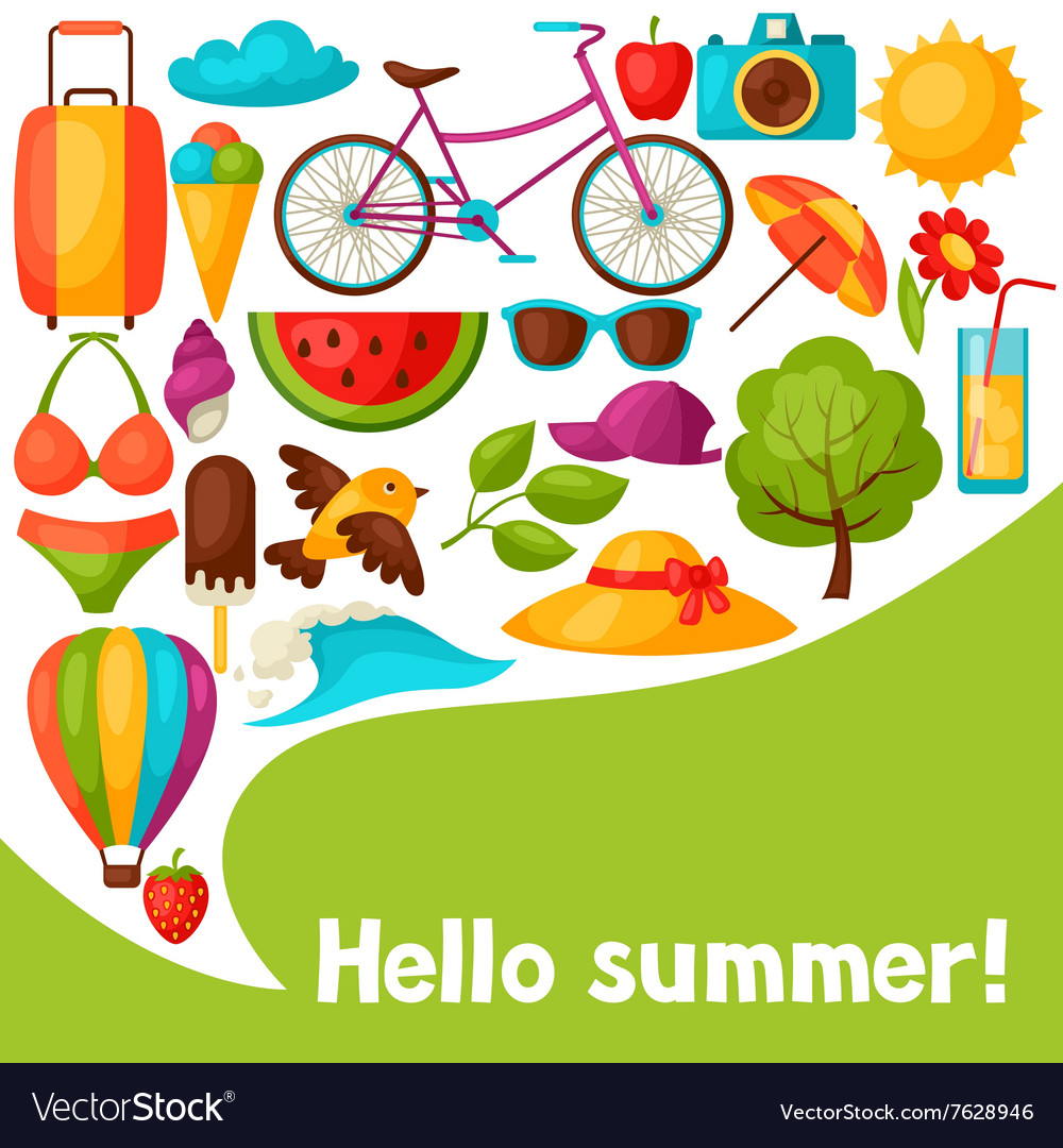 Background with stylized summer objects design