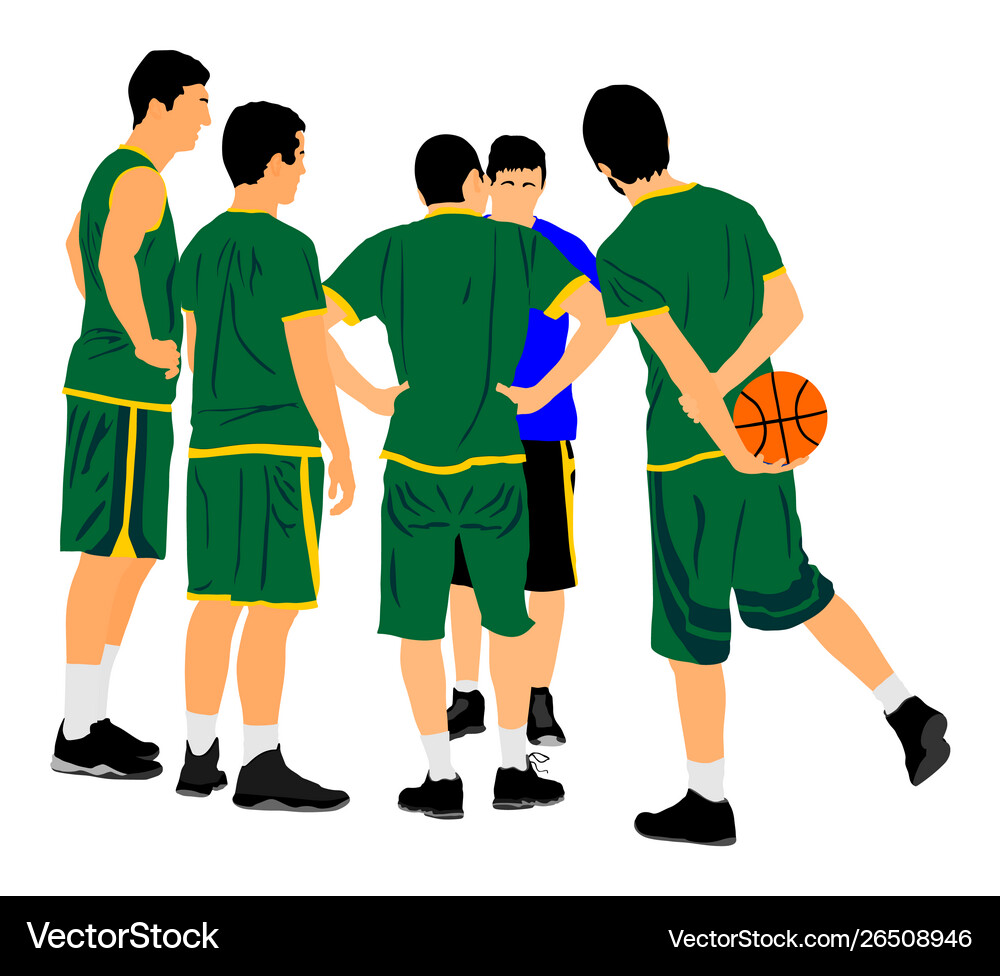 Basketball crew on time out tactical agreement Vector Image