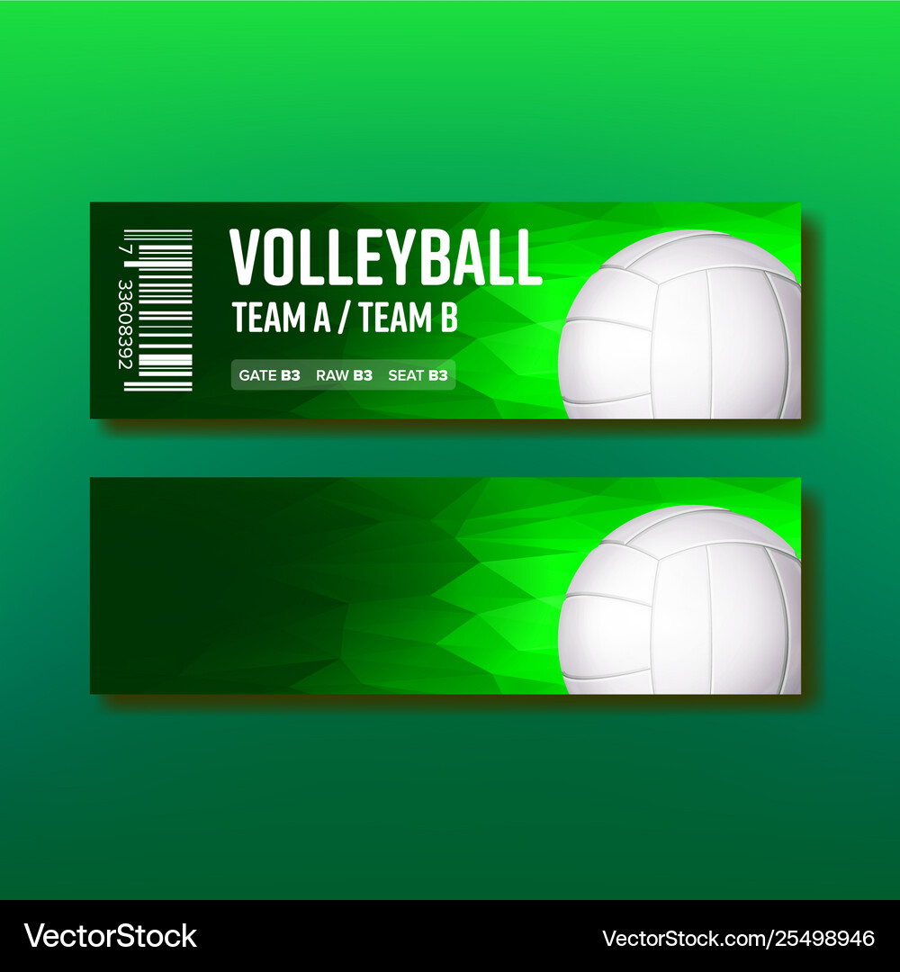 Colorful ticket on volleyball template Royalty Free Vector