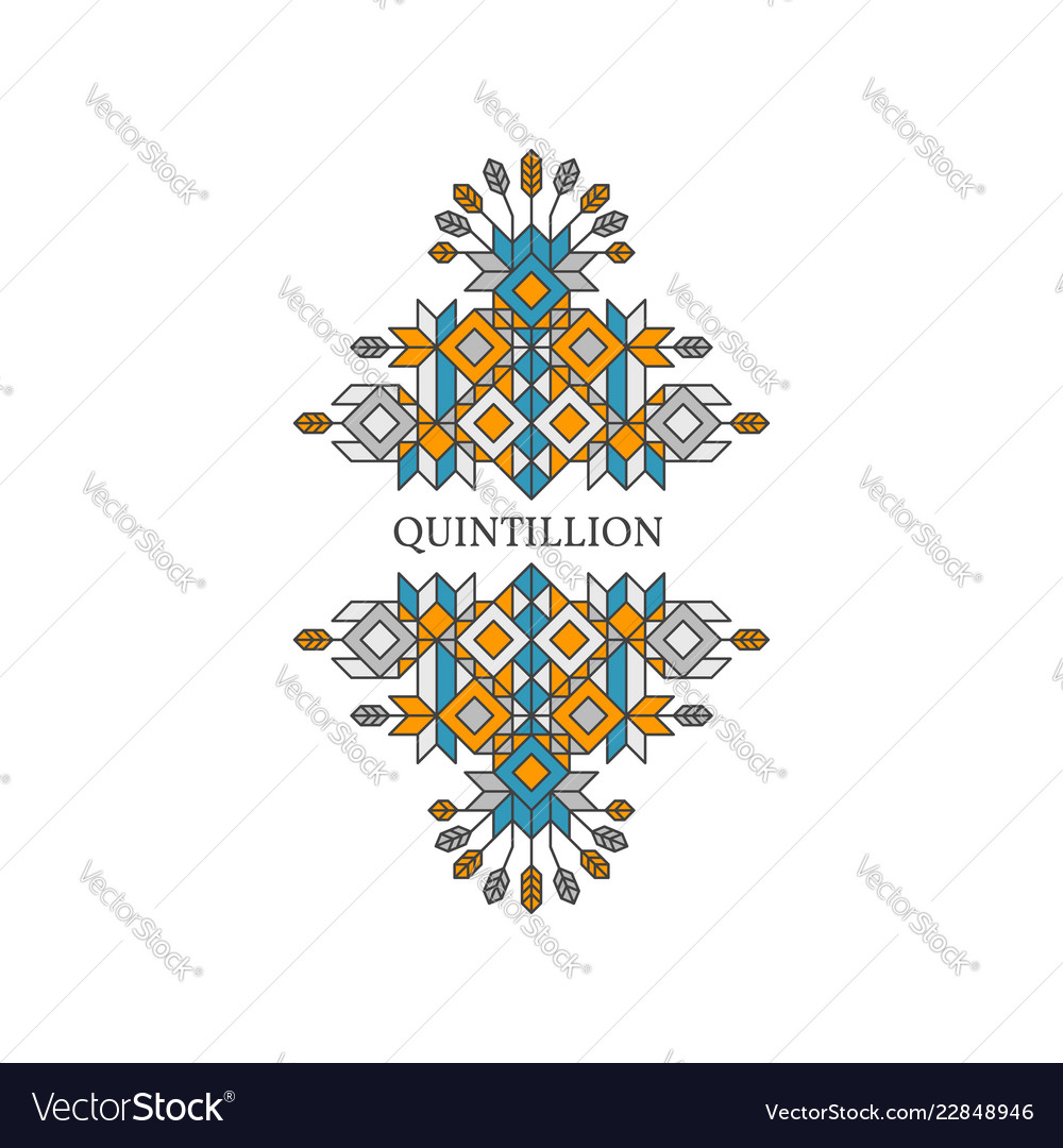 Decorative element in retro style line art design vector image Decorative element in retro style line art design