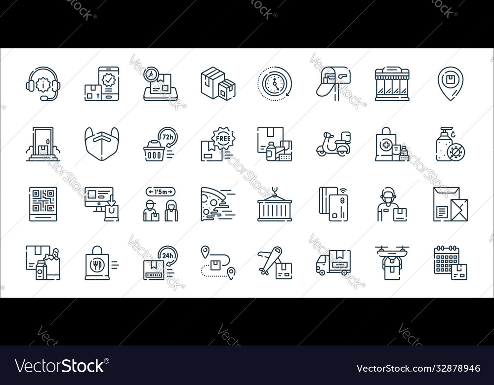 Delivery line icons linear set quality Vector Image Delivery line icons linear set quality