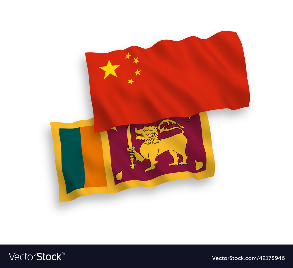 Flags of sri lanka and china on a white background