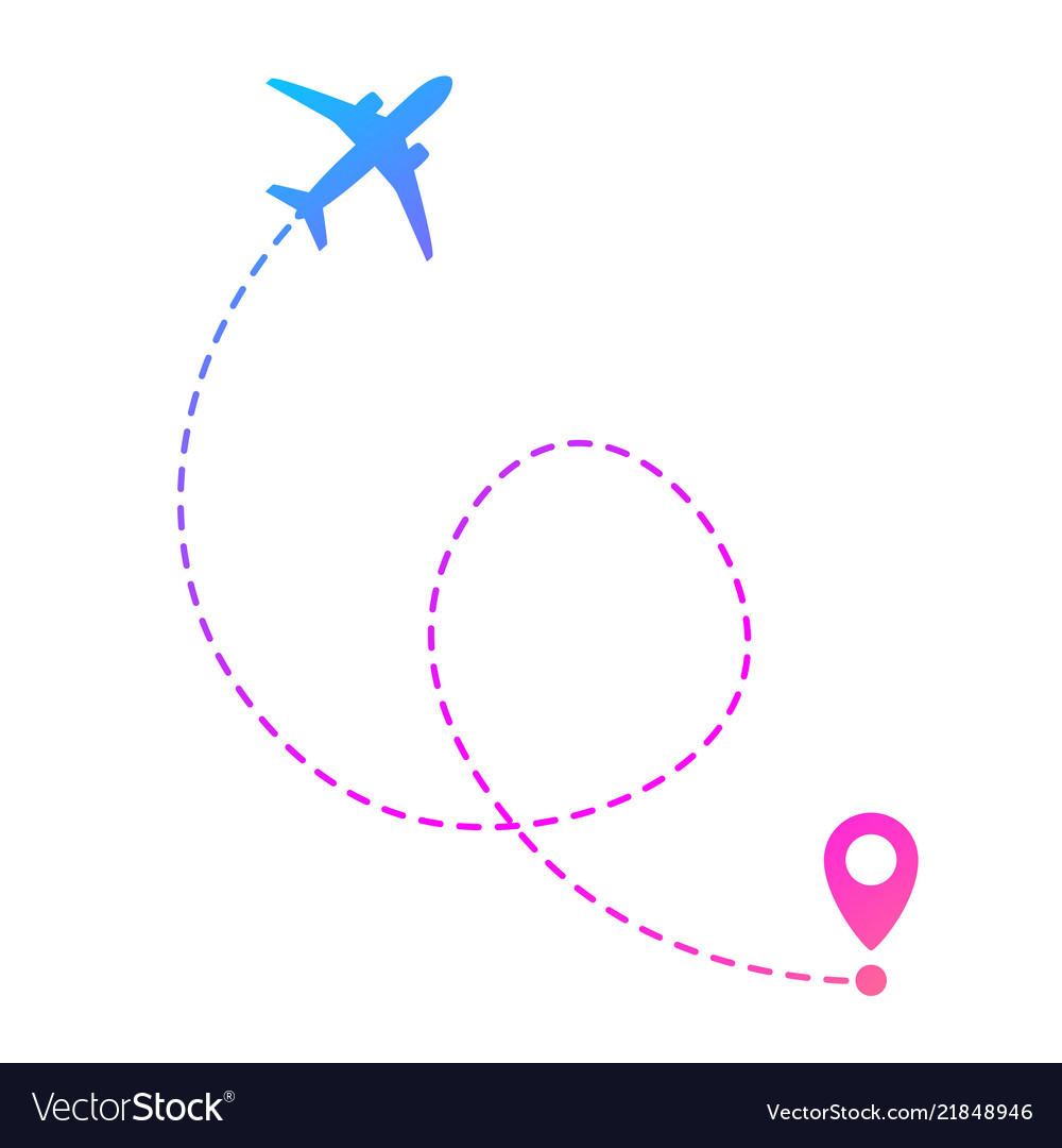 Flying plane and geolocation mark for mobile app vector image Flying plane and geolocation mark for mobile app