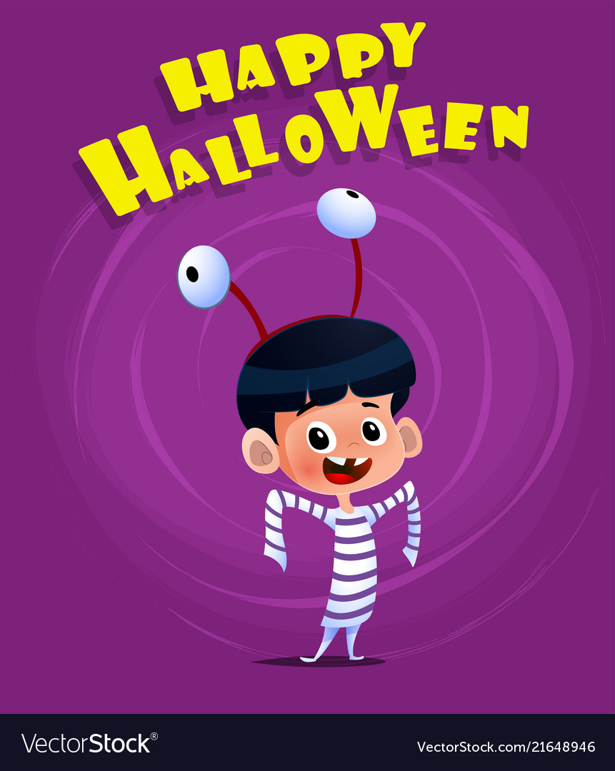 Halloween poster with kid wearing costume