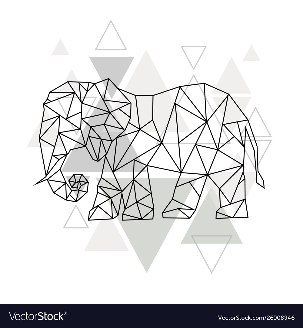 Image low poly elephant isolated and triangle vector image Image low poly elephant isolated and triangle
