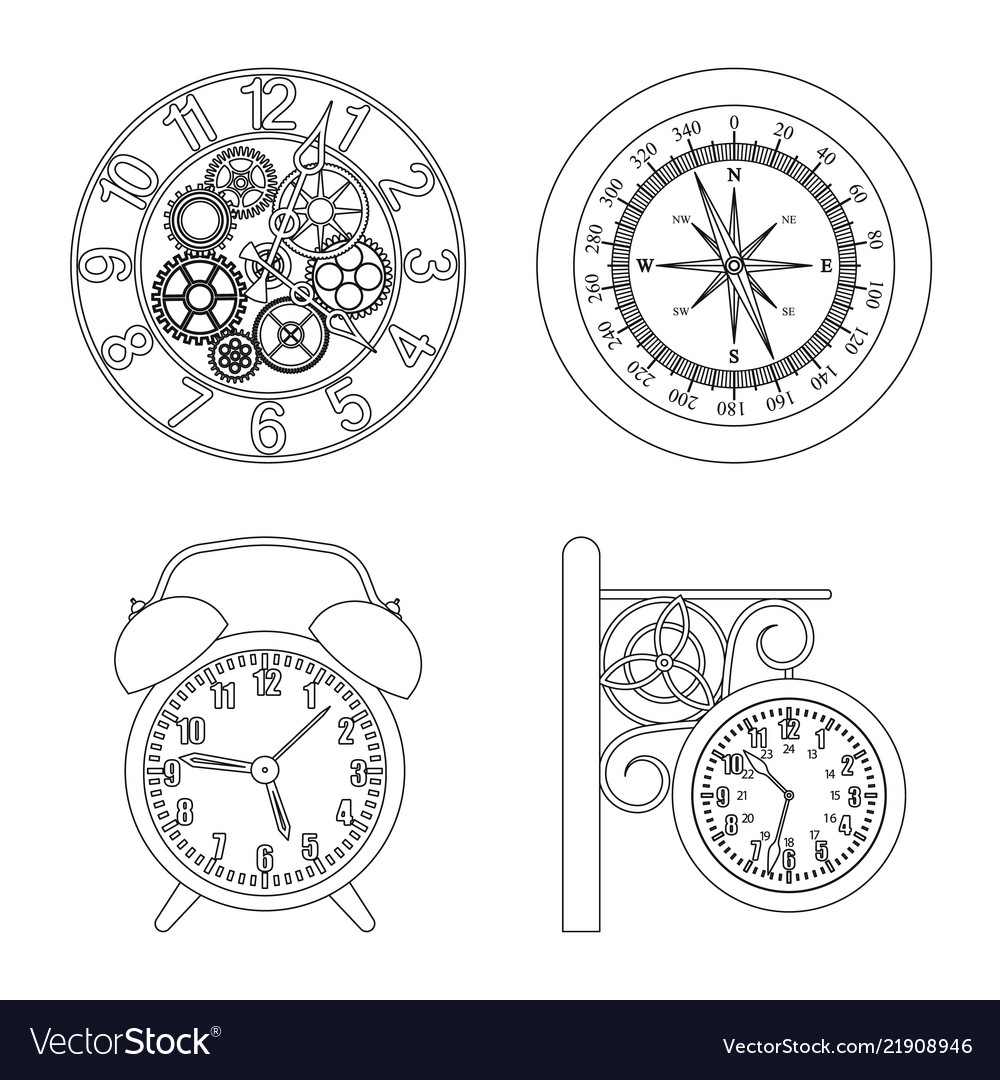 Isolated object of clock and time icon set vector image Isolated object of clock and time icon set