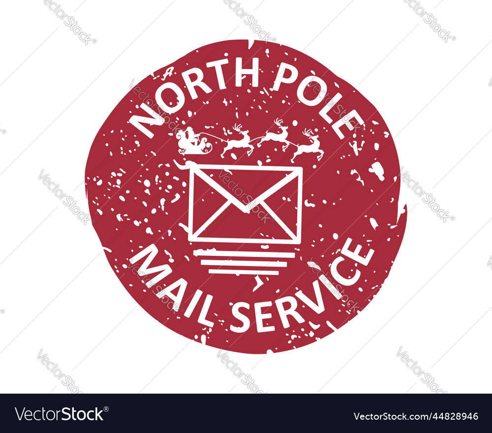 North pole mail service grunge rubber stamp design