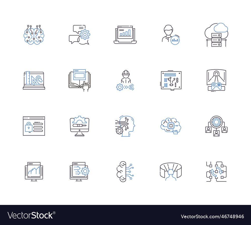 Programming coding outline icons collection Vector Image