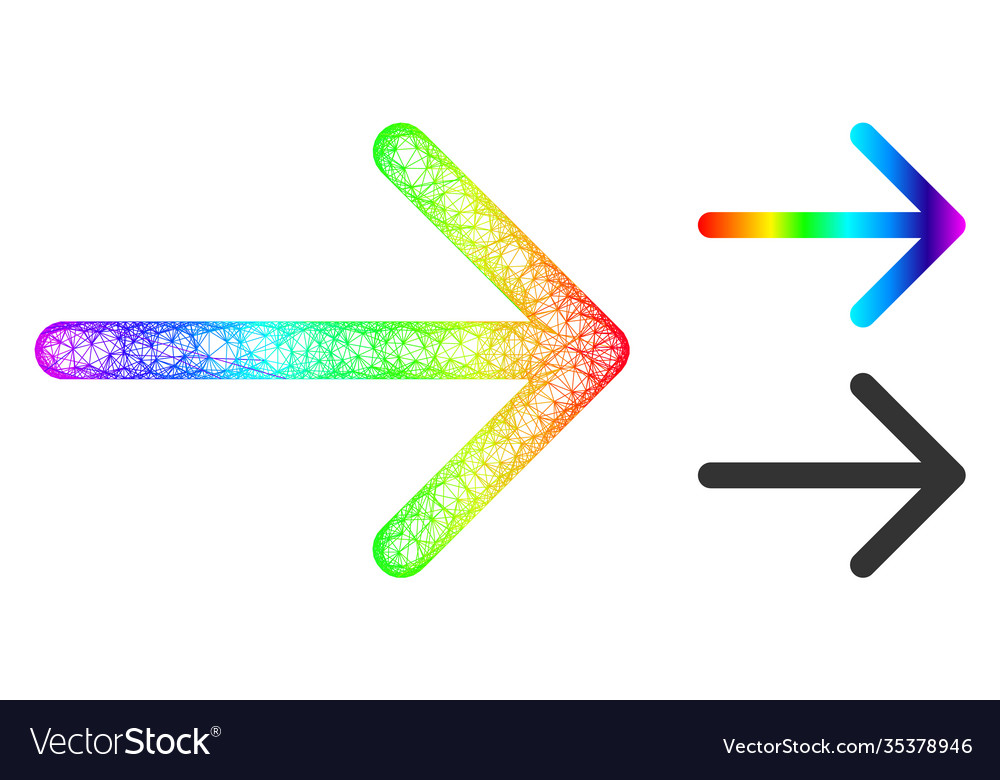 Rainbow linear gradient arrow right icon vector image Rainbow linear gradient arrow right icon