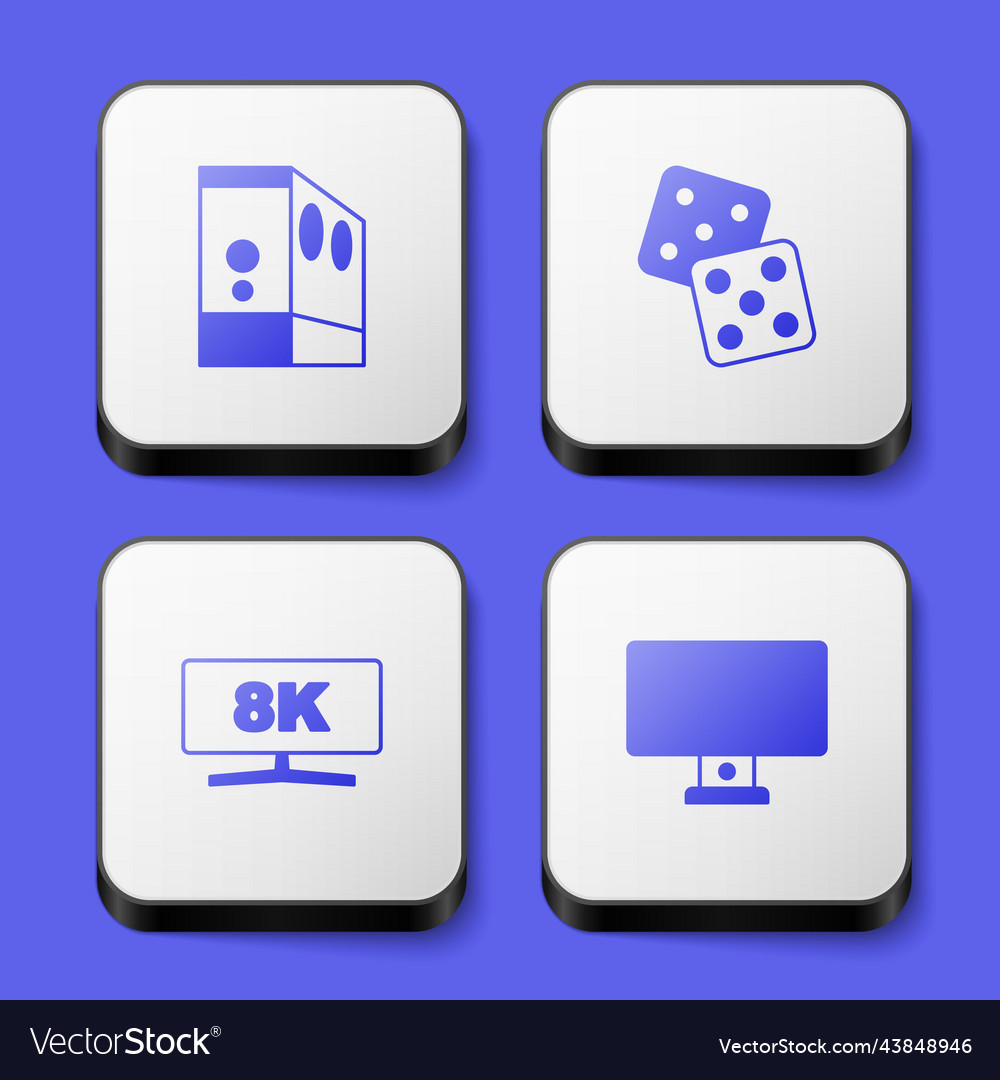 Set case of computer game dice monitor Vector Image Set case of computer game dice monitor