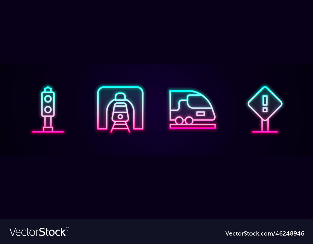 Set line train traffic light railway tunnel high