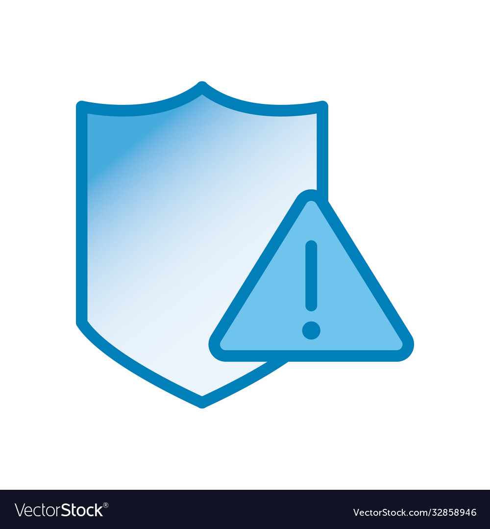 Shield with warning triangle line and gradient
