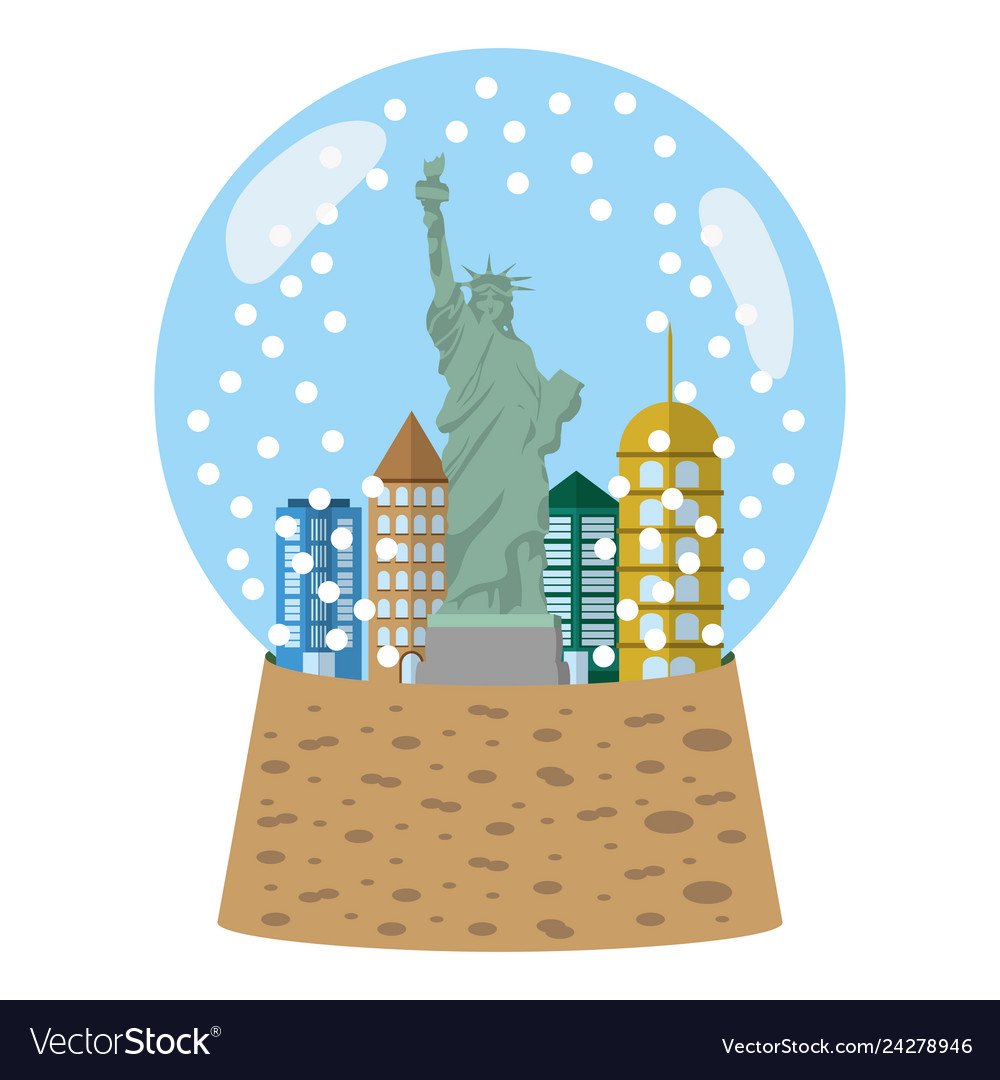 Statue liberty inside snow ball glass