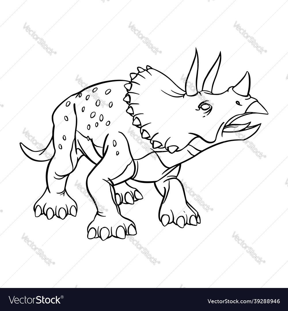 Triceratops dinosaur cartoon linear sketch