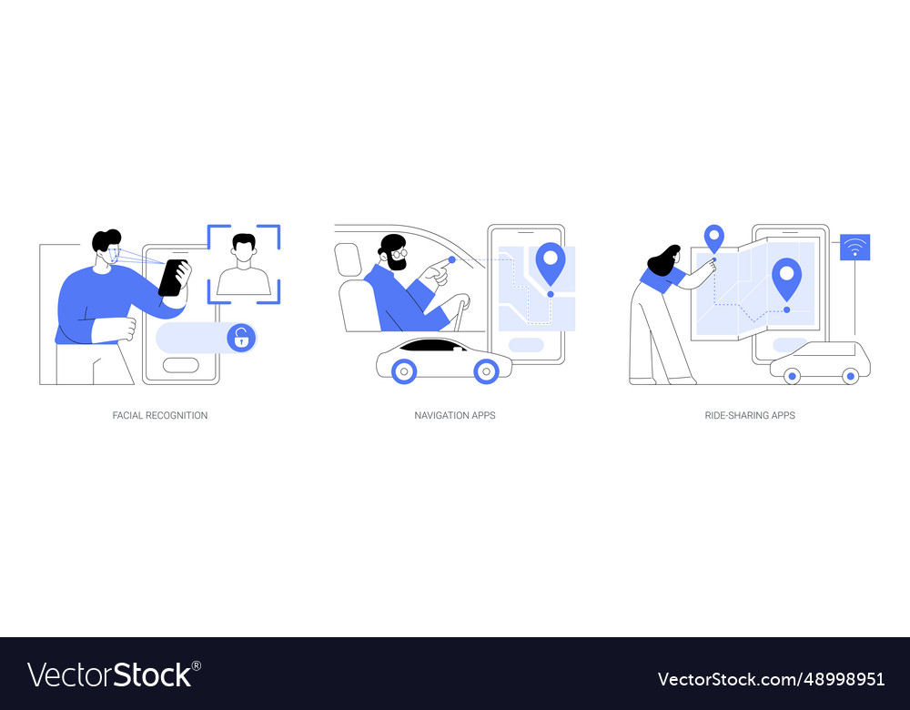 Artificial intelligence applications isolated vector image Artificial intelligence applications isolated
