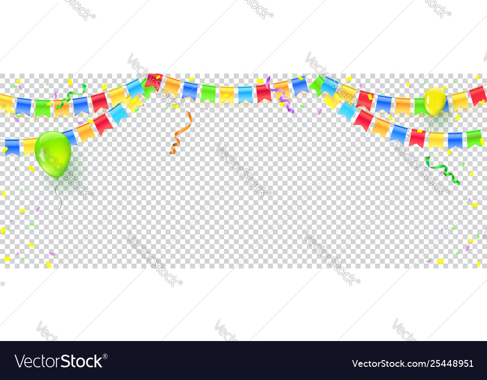 Banner With Streamers Confetti And Garlands Of Vector Image