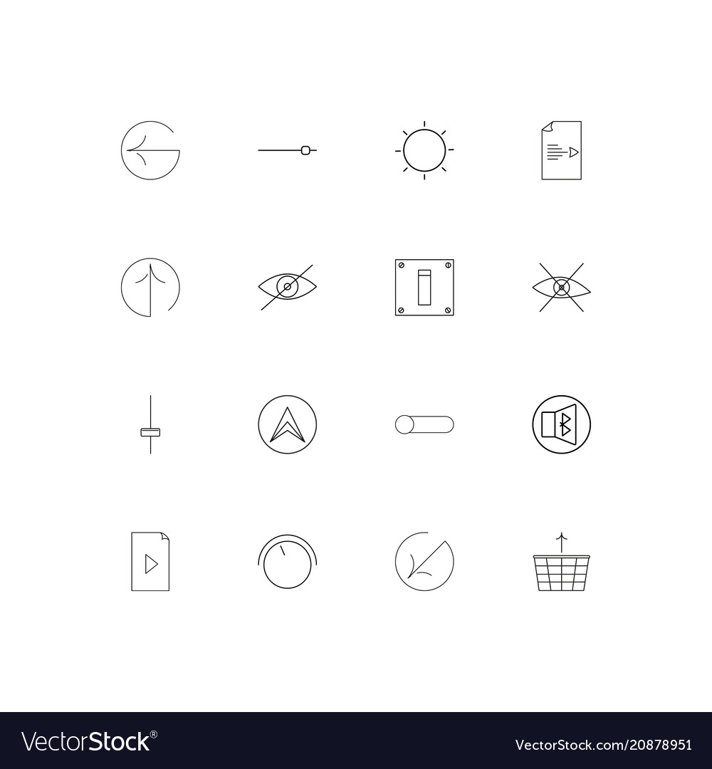 Buttons linear thin icons set outlined simple