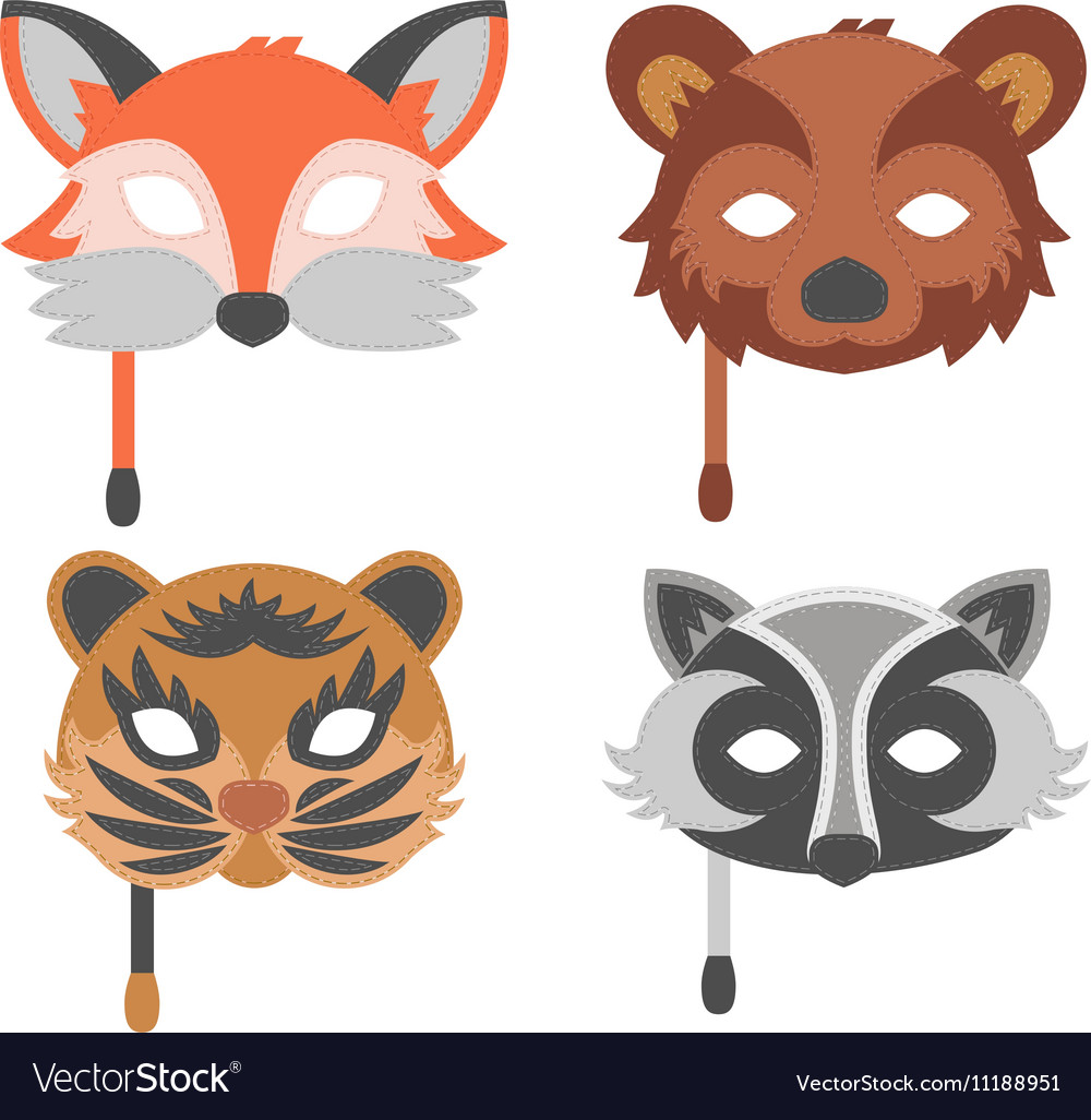 Cartoon animal party mask Royalty Free Vector Image