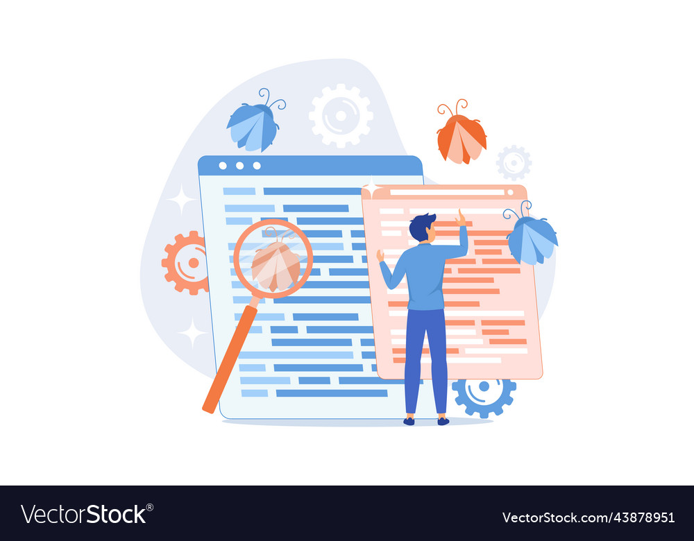 Debugging firewall antivirus scanning malware vector image Debugging firewall antivirus scanning malware