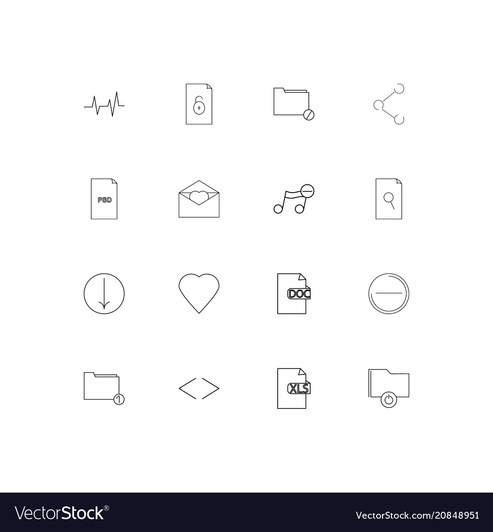 Files and folders sign linear thin icons set