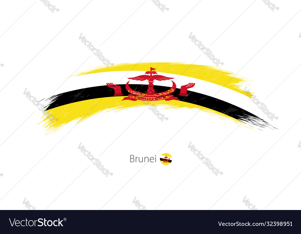 Flag brunei in rounded grunge brush stroke