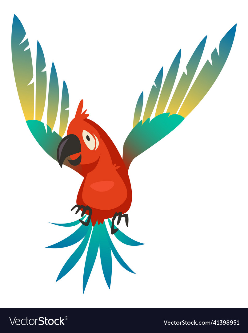 Flying parrot colorful tropical bird wild jungle Vector Image