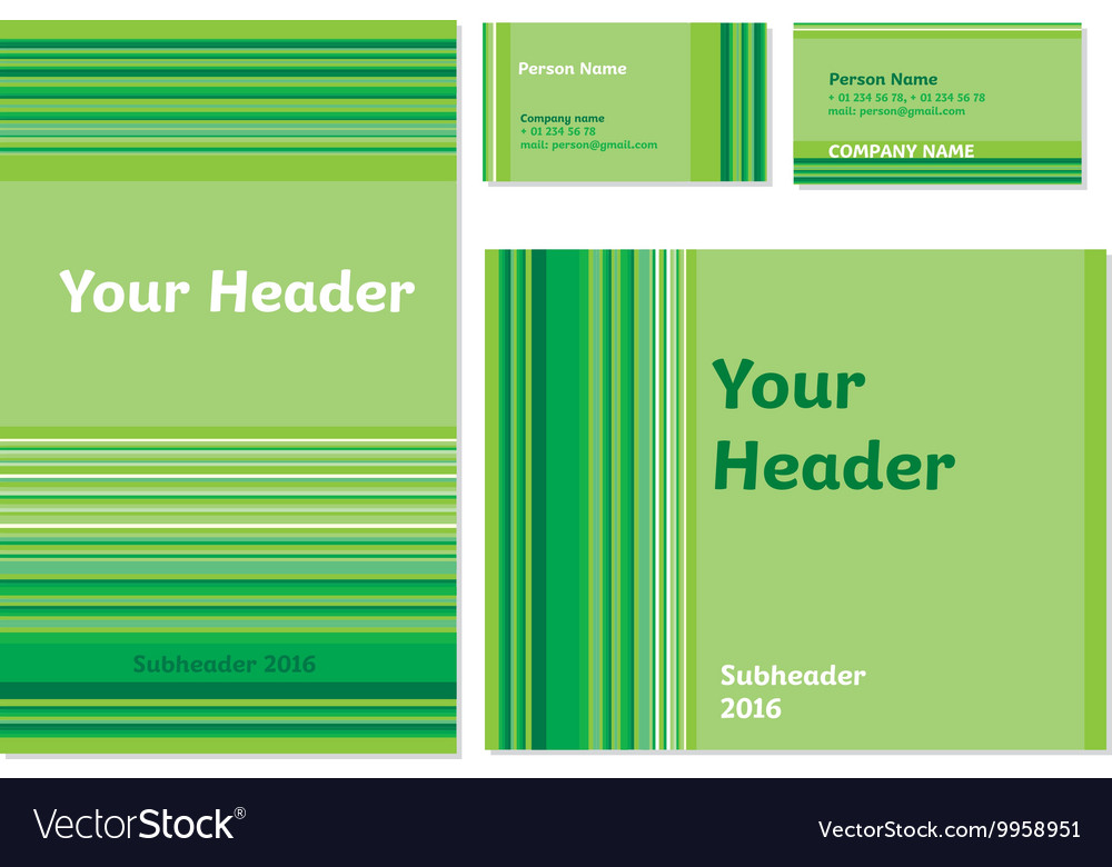 Green bamboo stripe stationary template set Vector Image