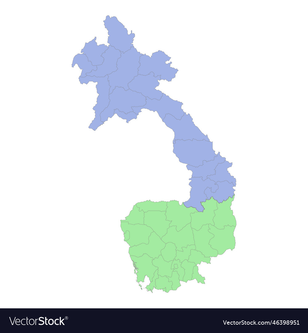 High quality political map of cambodia and laos