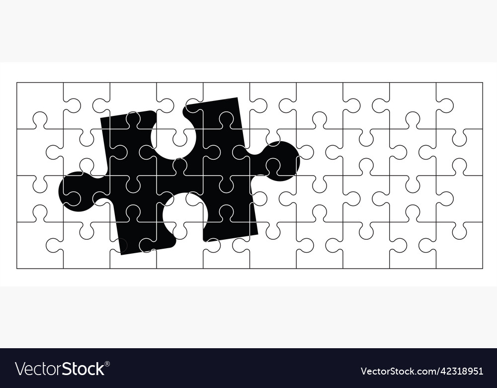 Jigsaw puzzle pieces connection line pattern vector image Jigsaw puzzle pieces connection line pattern