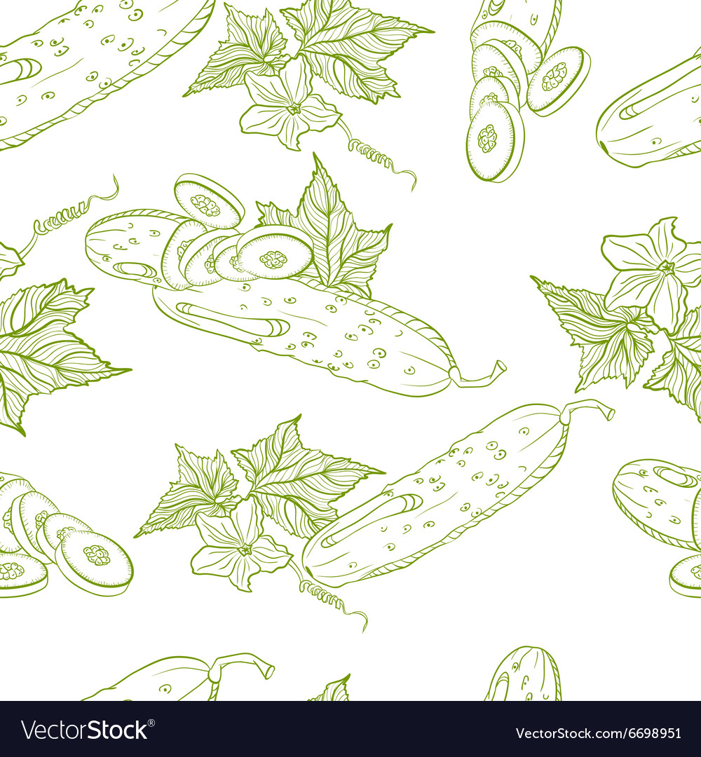 Monochrome seamless pattern of cucumbers