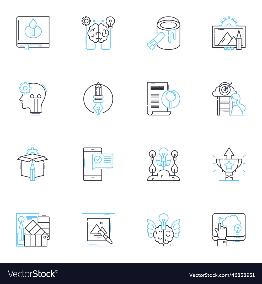 Nonconventional design linear icons set unique