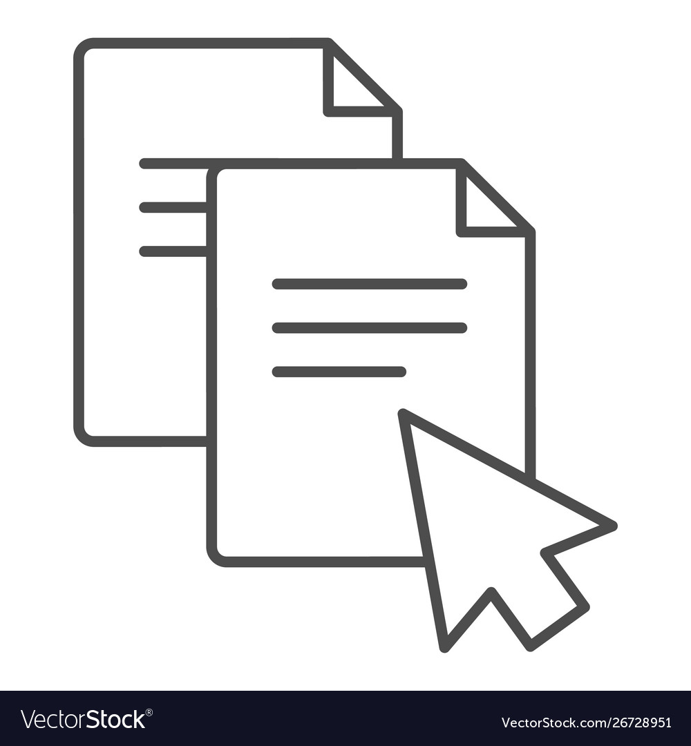 Pointer on document thin line icon file