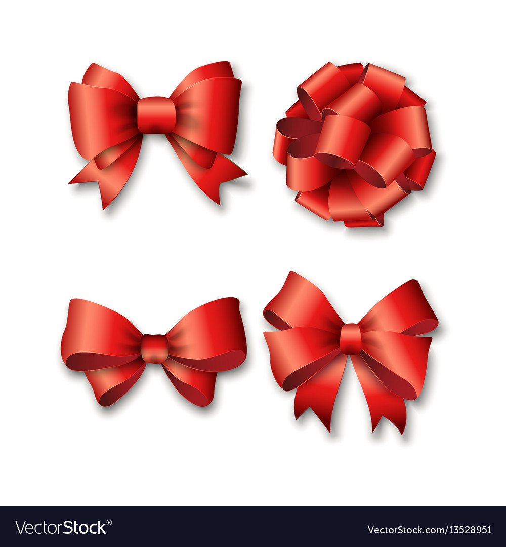 Red ribbons set for gifts Royalty Free Vector Image