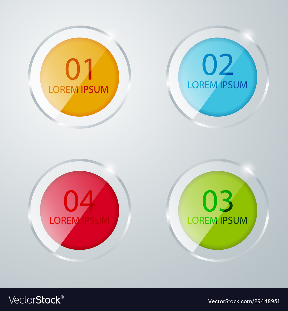 Round colored glass icons banner template vector image Round colored glass icons banner template