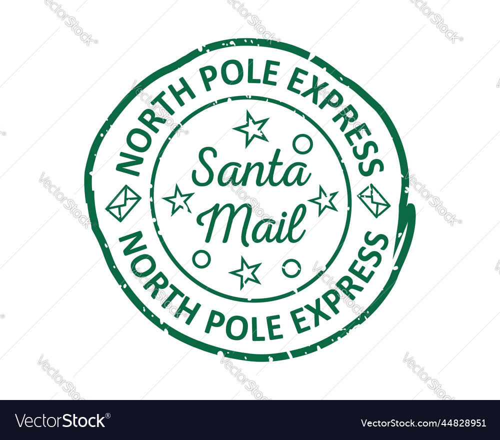 Santa mail north pole express grunge rubber stamp Vector Image