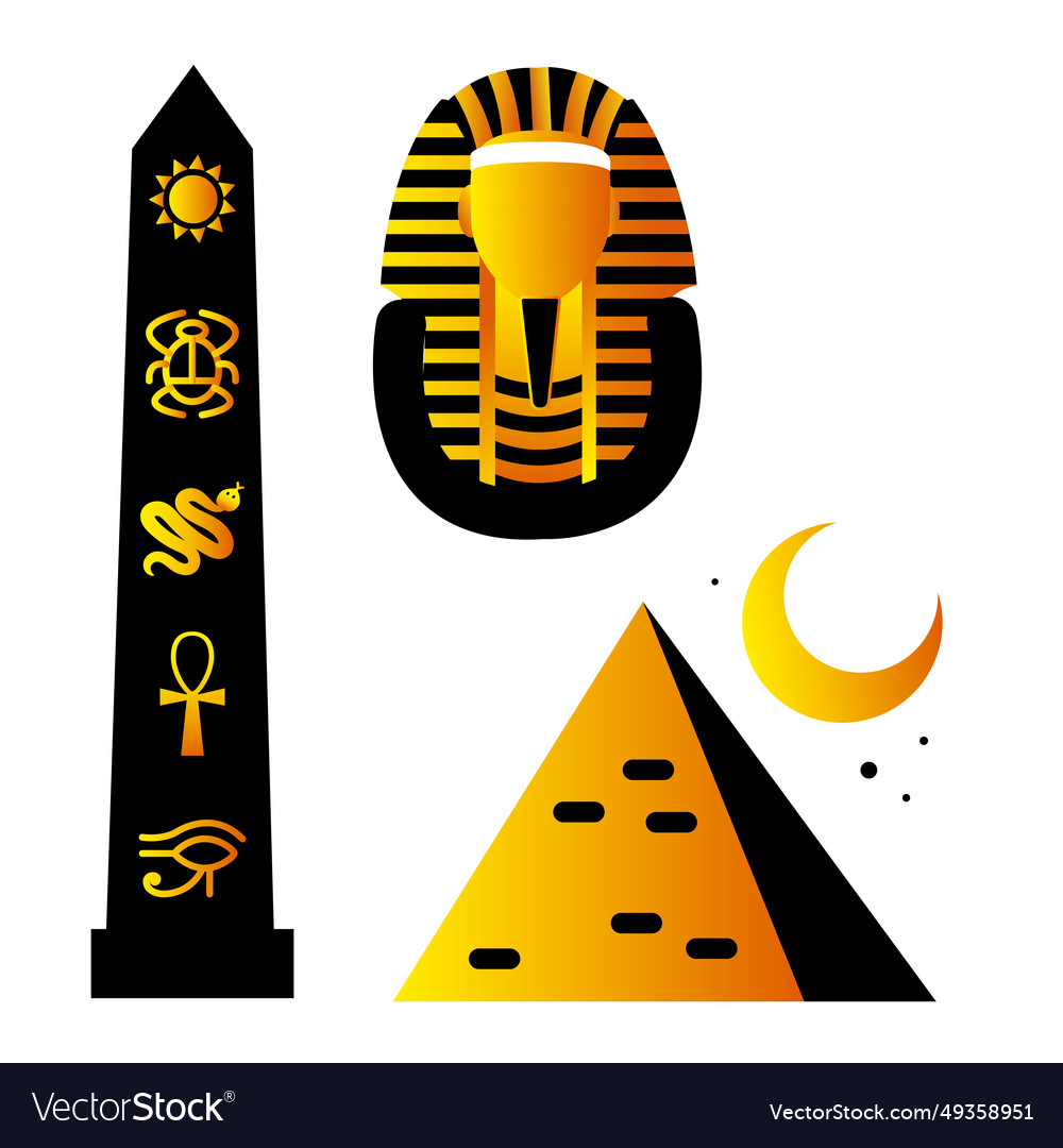 Set of colored egypt icons Royalty Free Vector Image