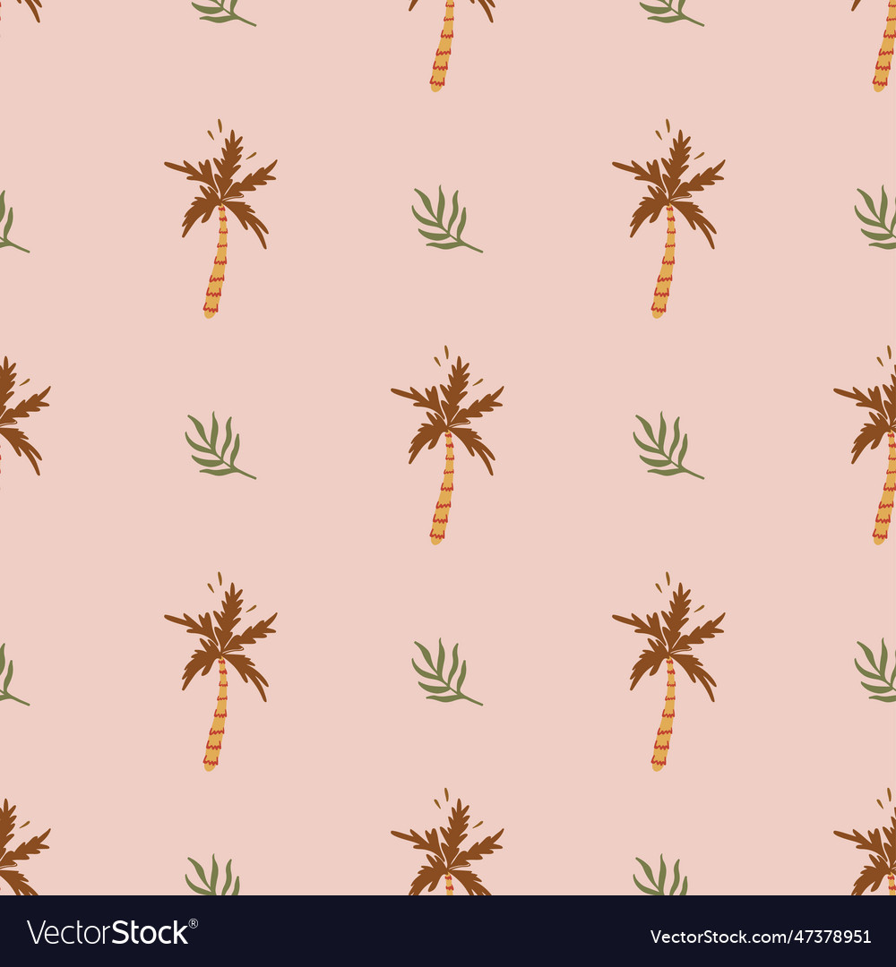 Simple boho seamless pattern with palm tree