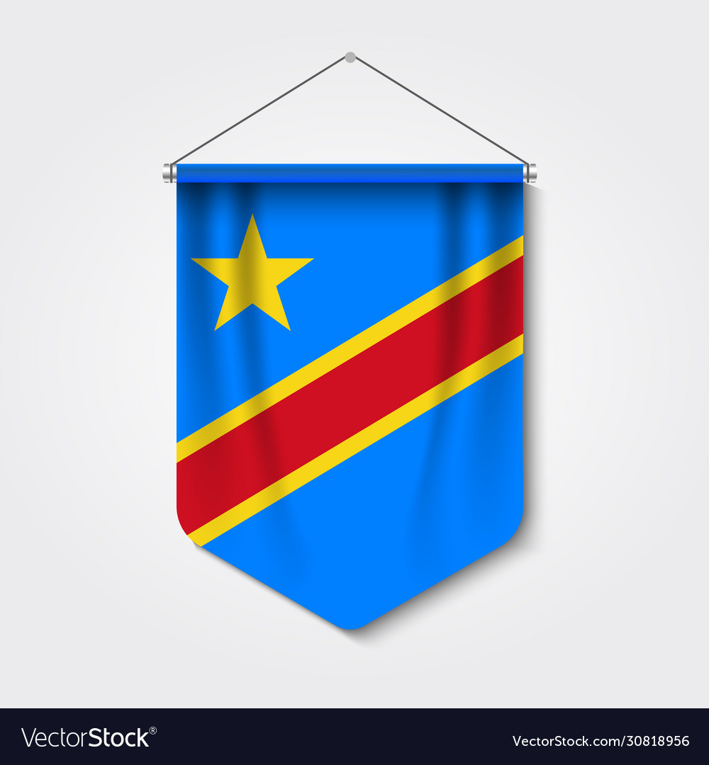 3d realistic pennant with flag dr congo