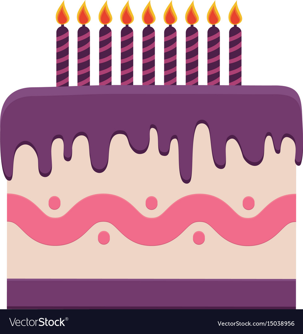 Birthday cake with candles icon Royalty Free Vector Image