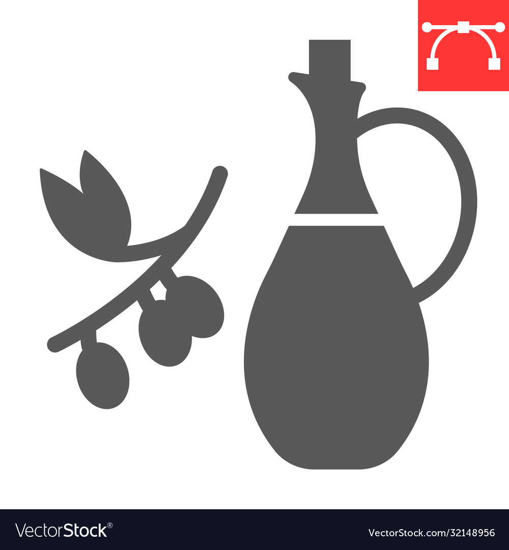 Bottle olive oil with branch glyph icon cook