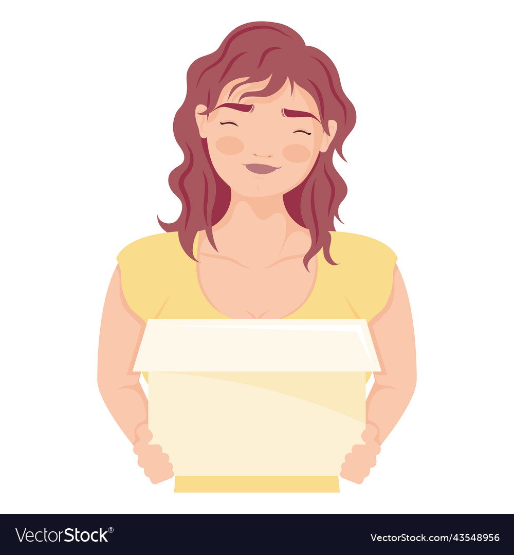 Charitable girl lifting donation box Royalty Free Vector