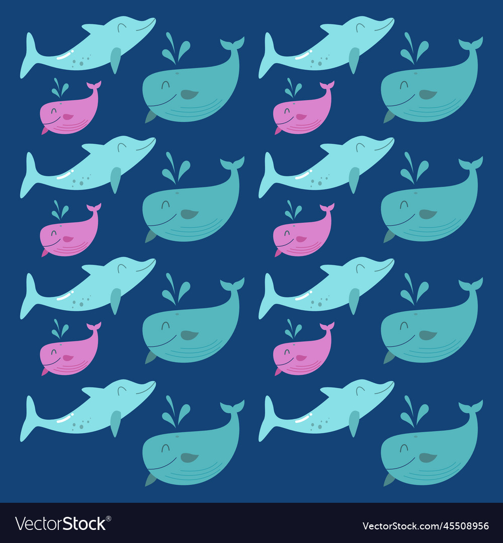 Cute dolphins blue background texture pattern