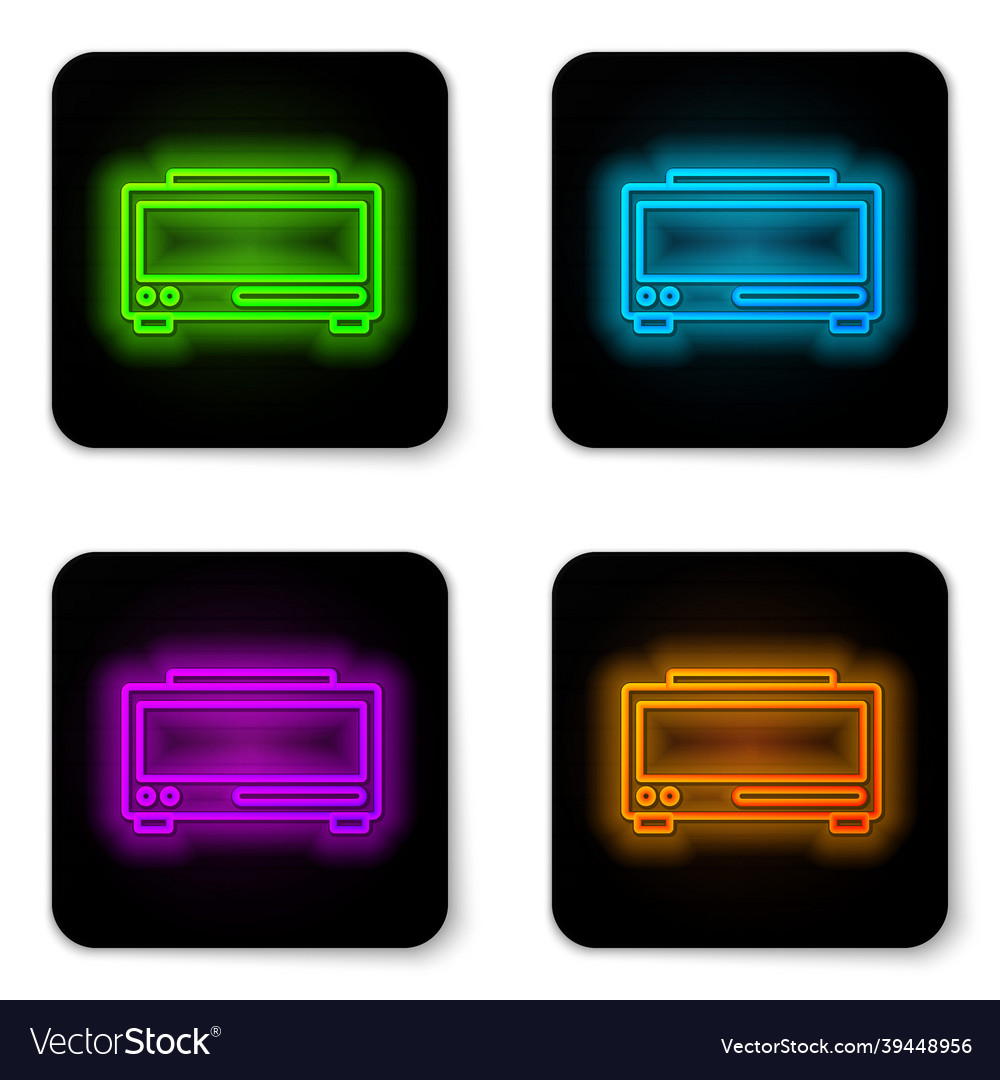 Glowing neon line digital alarm clock icon