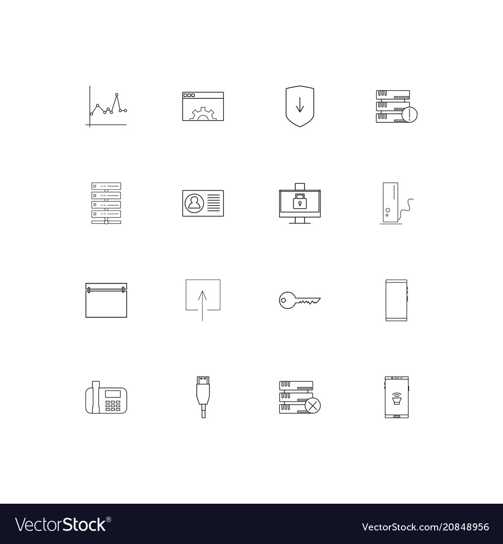 Internet technologies linear thin icons set Vector Image Internet technologies linear thin icons set