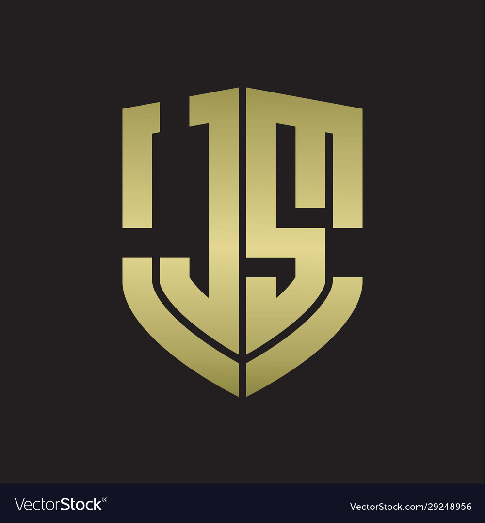 Js logo monogram with emblem shield shape design vector image Js logo monogram with emblem shield shape design